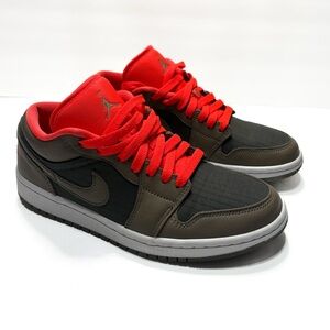 Jordan 1 Low Se 'Black Olive Bright Crimson Size 7